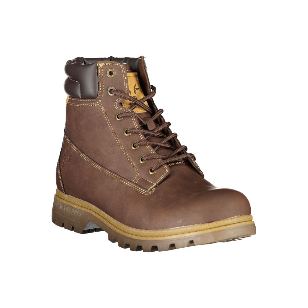 Brown Polyester Men Boot