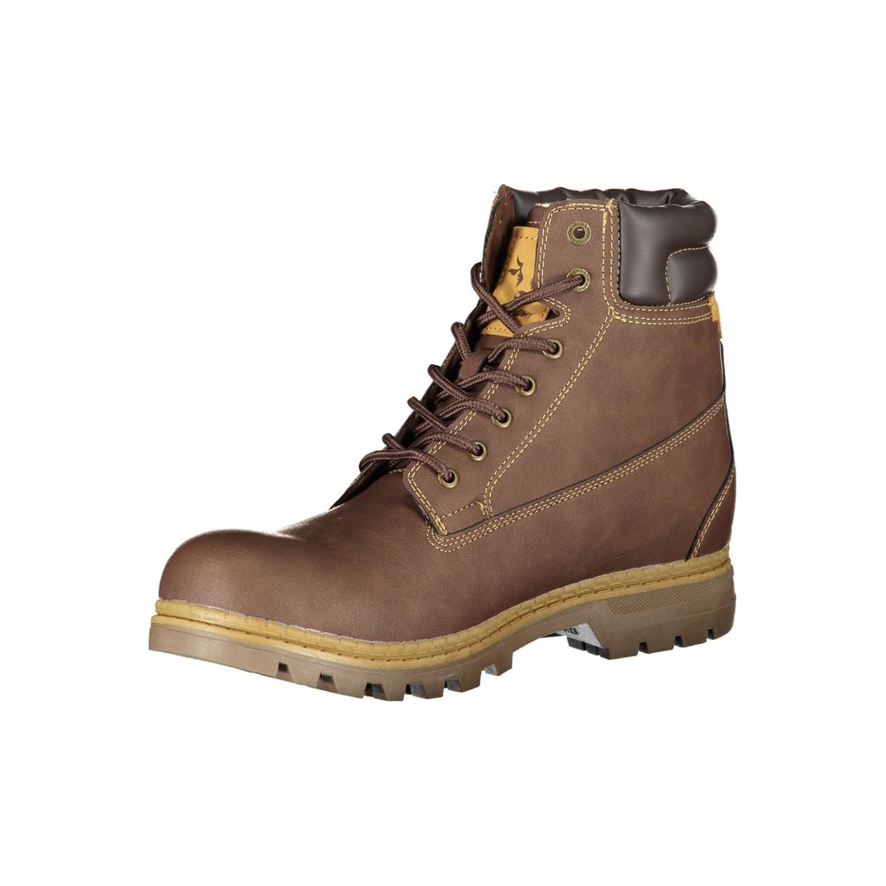 Brown Polyester Men Boot
