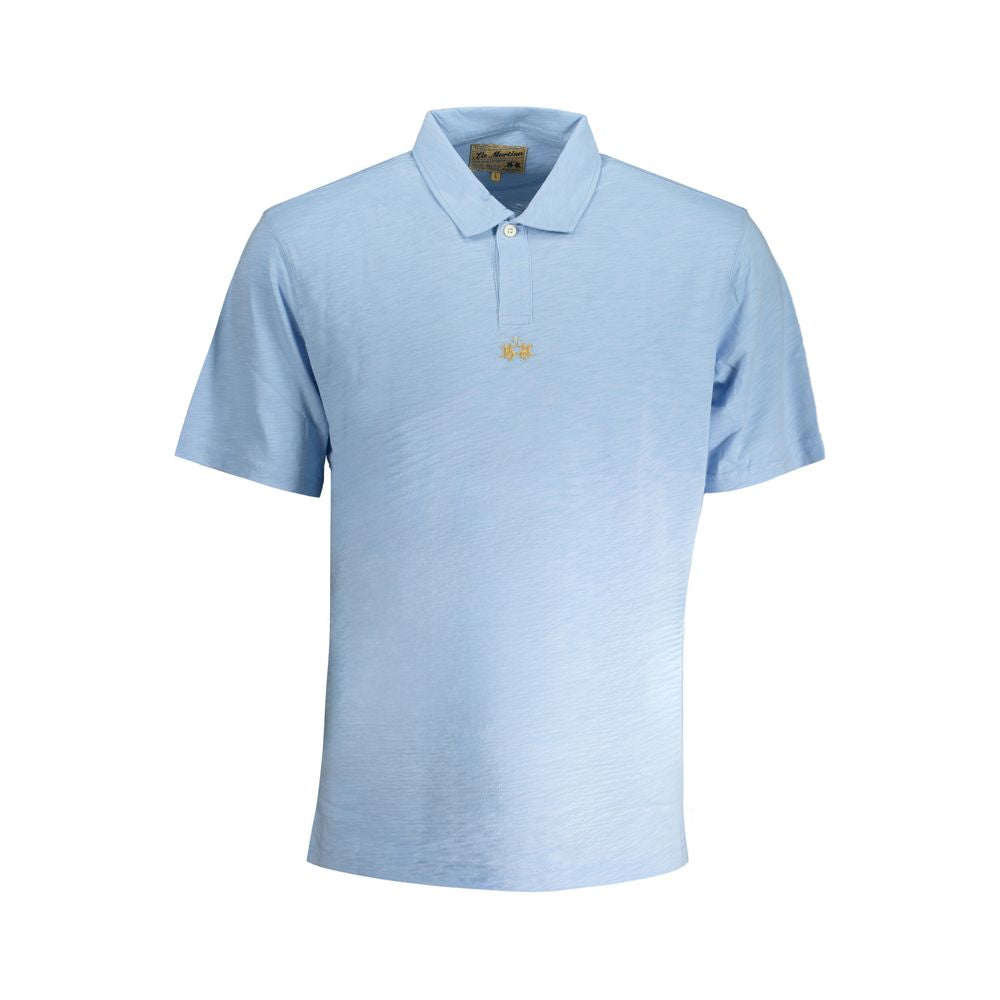 Light Blue Cotton Men Polo Shirt