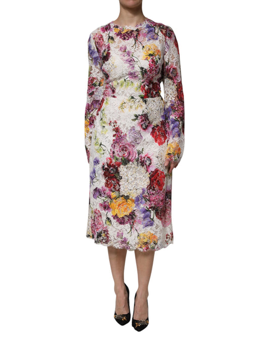 Multicolor Floral Long Sleeve A-line Dress
