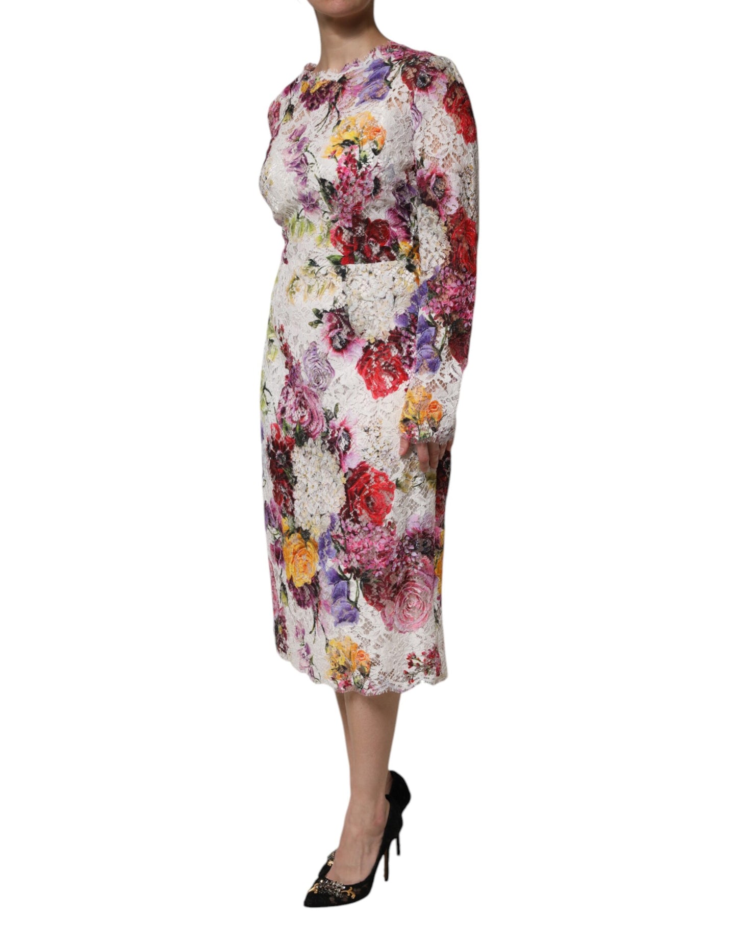 Multicolor Floral Long Sleeve A-line Dress