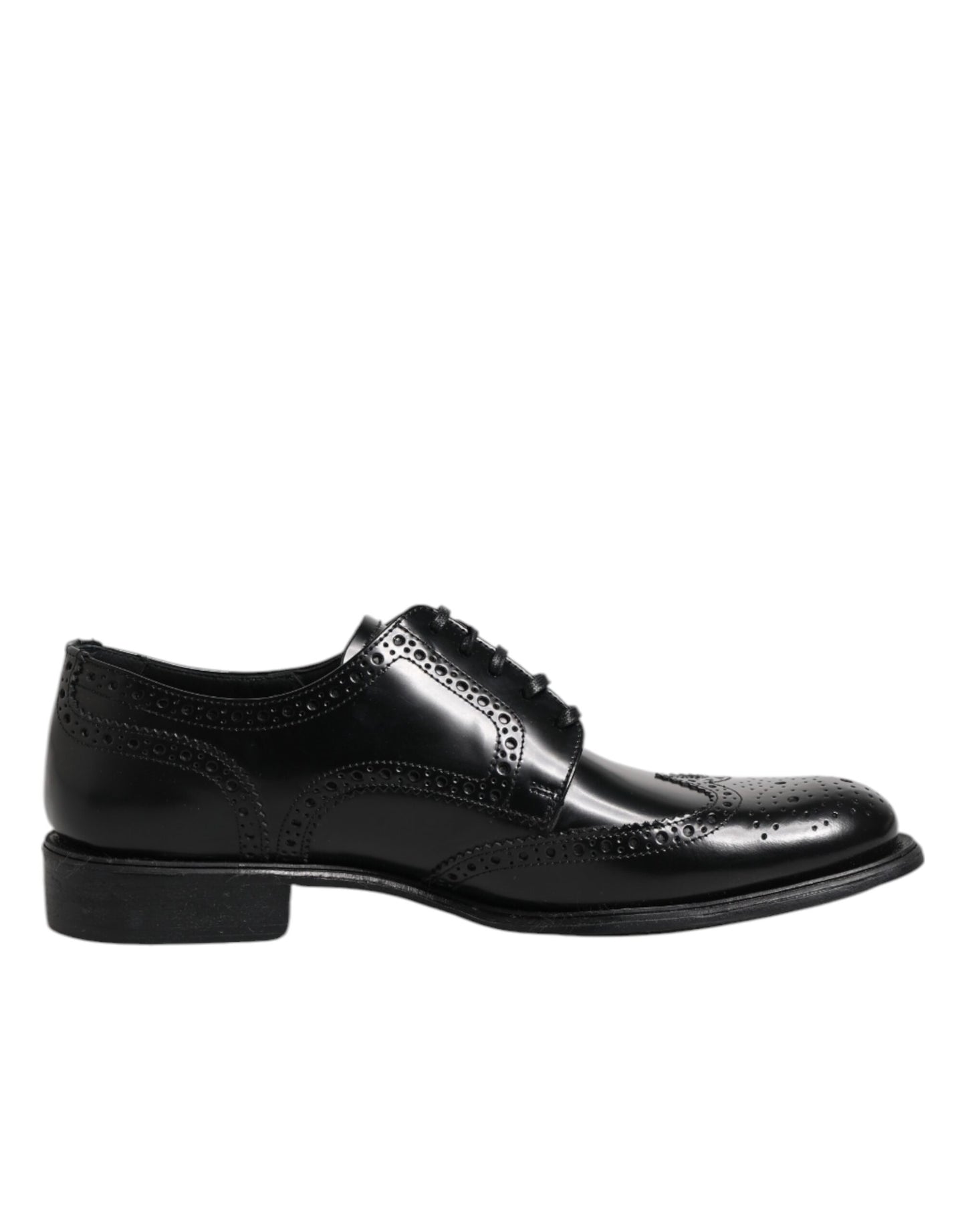 Black Leather Derby Wingtip Formal Shoes