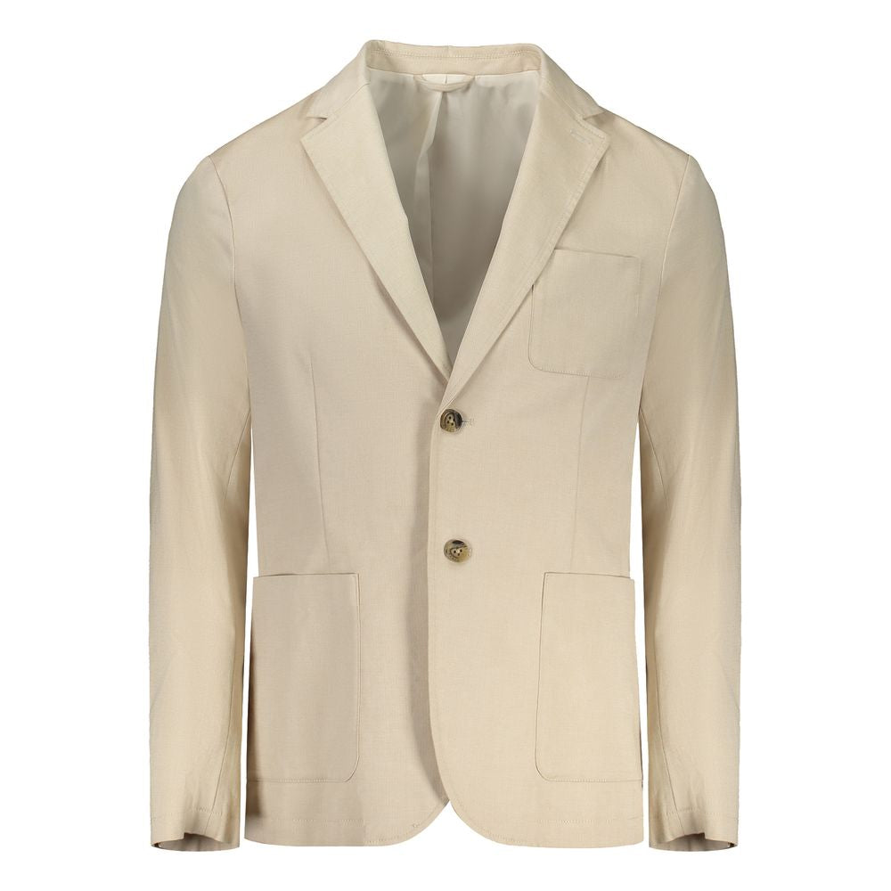 Beige Cotton Men Jacket