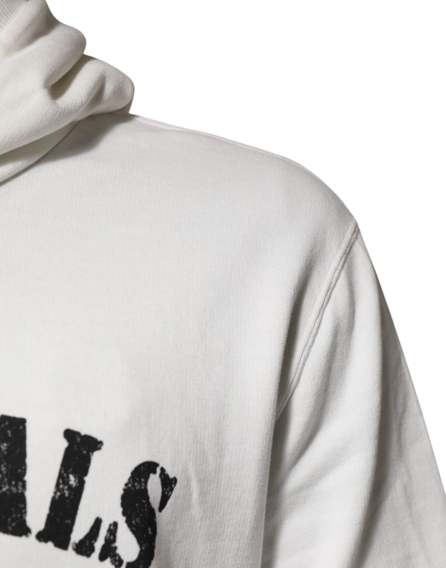 White Cotton DG ROYAL Print Hooded Sweater