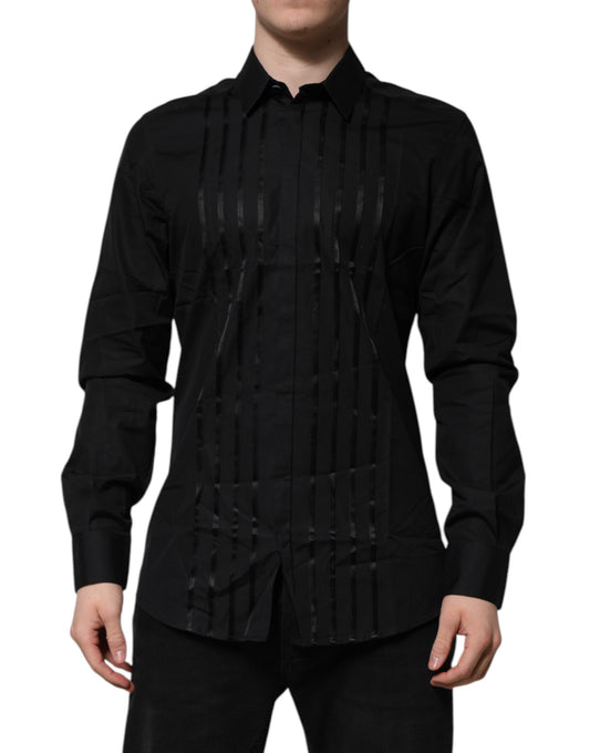 Black GOLD Long Sleeves Men Formal Dress Shirt