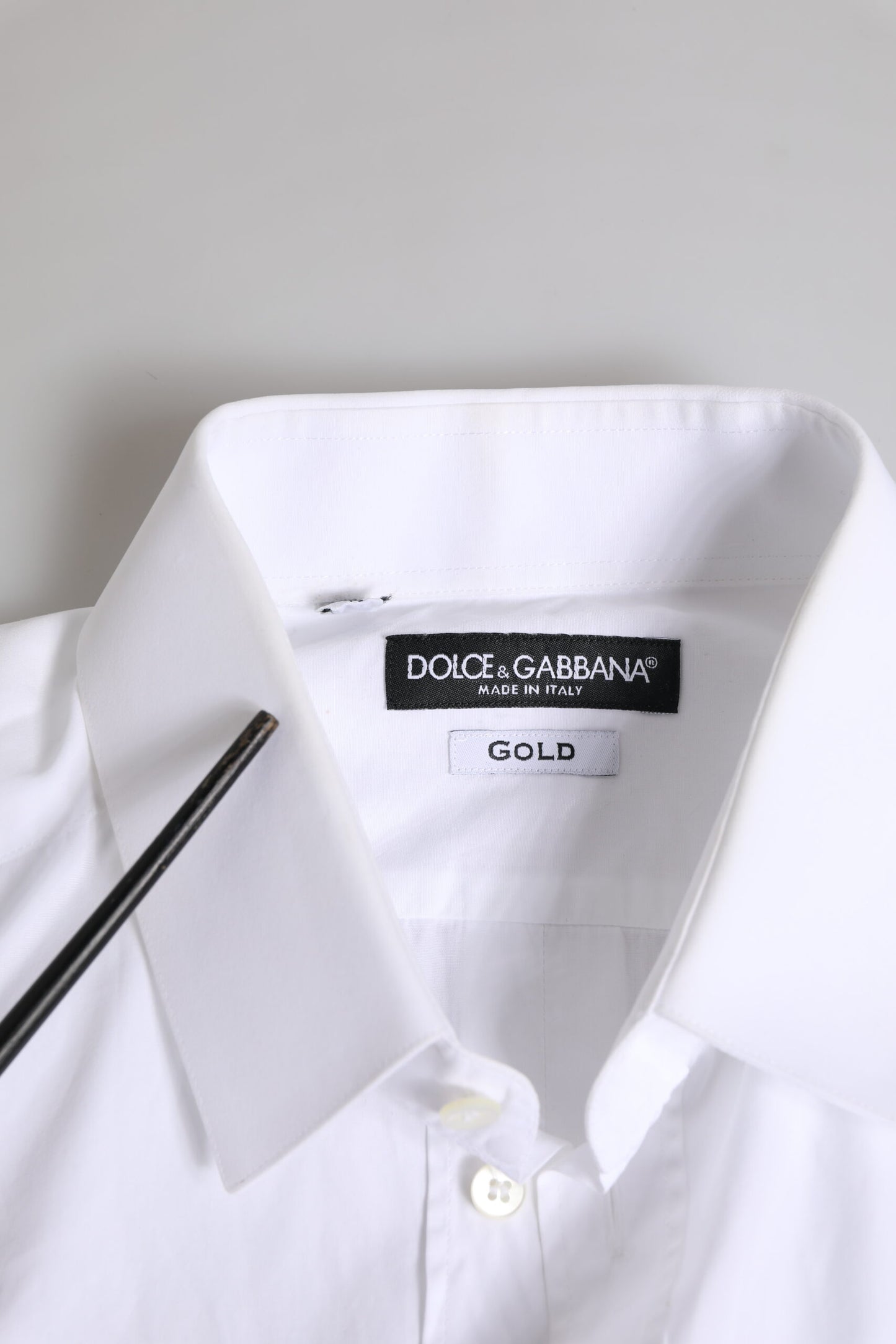 White Cotton GOLD Long Sleeves Dress Shirt