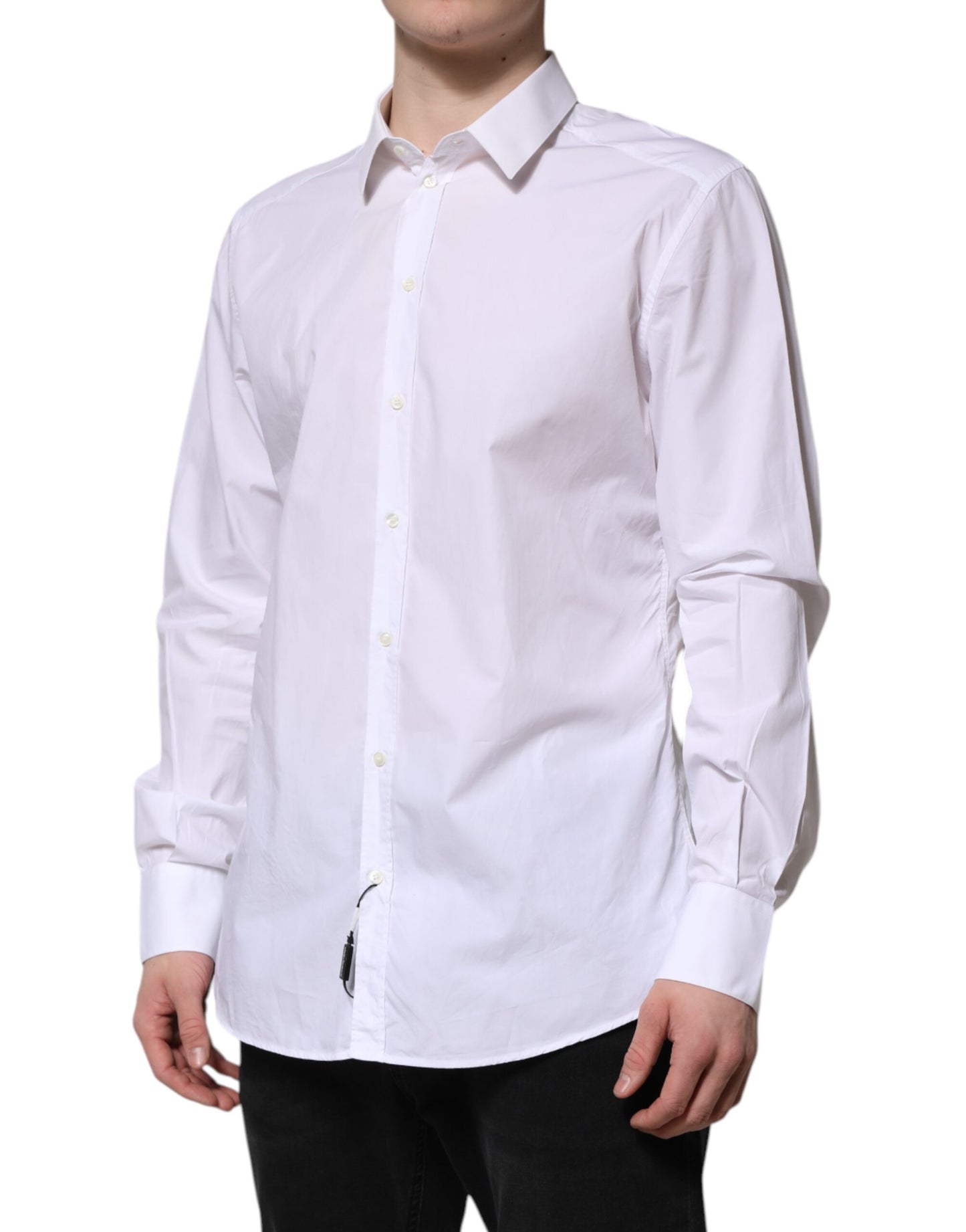 White Cotton GOLD Long Sleeves Dress Shirt