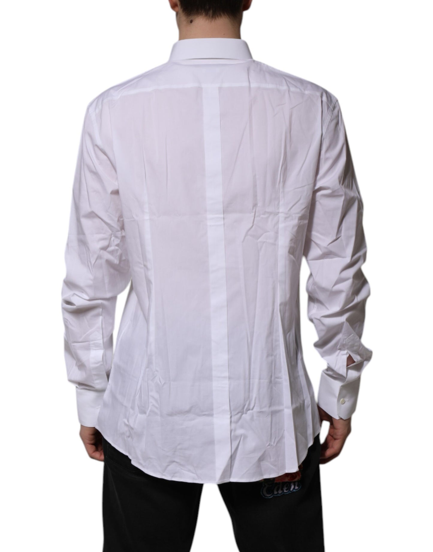 White Cotton GOLD Long Sleeves Dress Shirt