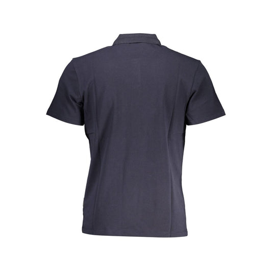 Blue Cotton Men Polo Shirt