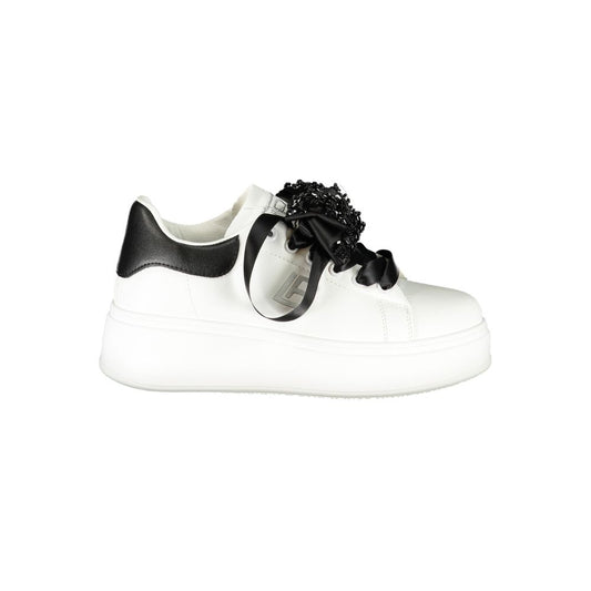 White Polyester Women Sneaker