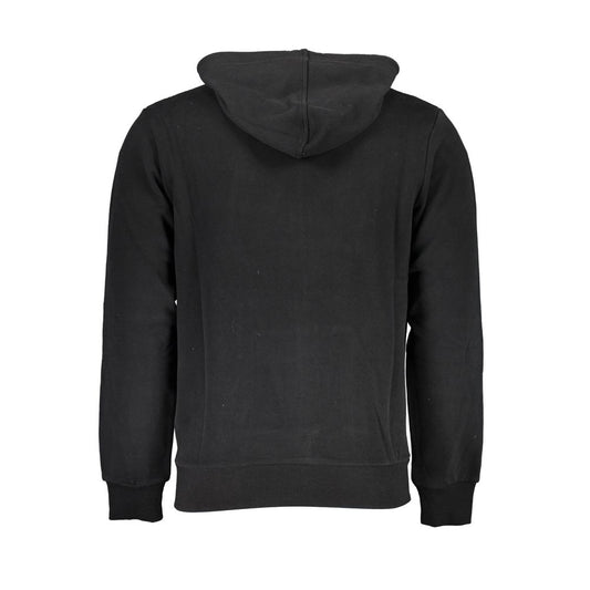 Black Cotton Men Sweater with Hood