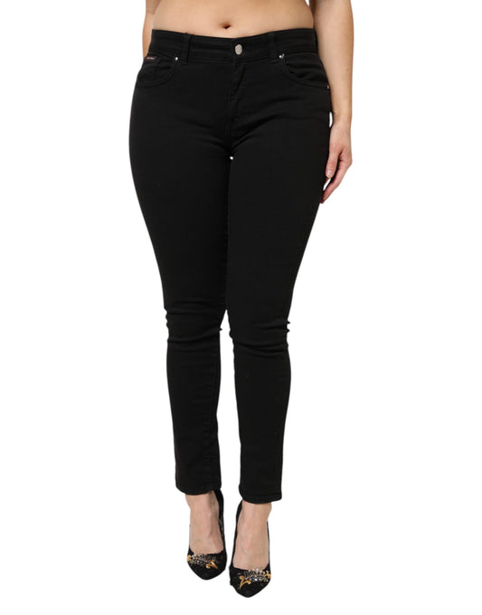 Black Cotton Mid Waist Denim Jeans