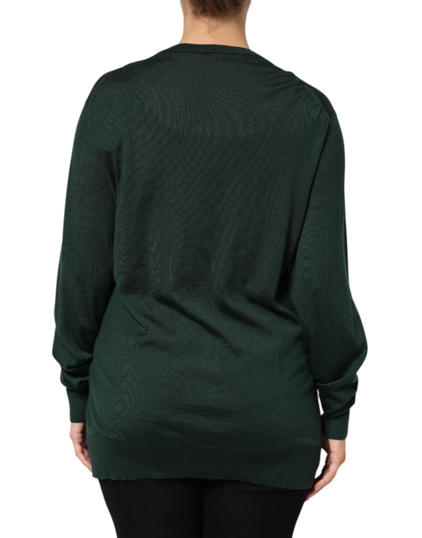 Dark Green Cashmere Silk Cardigan Sweater