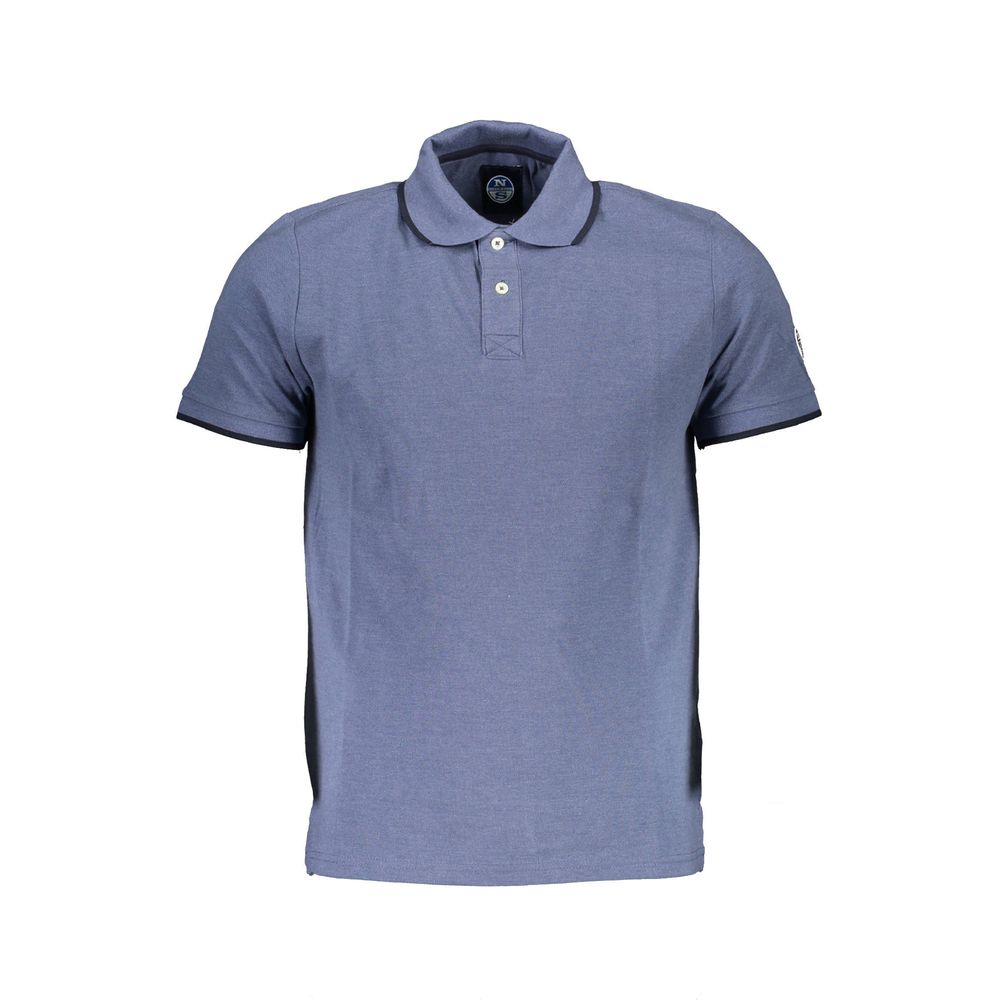 Blue Cotton Men Polo Shirt