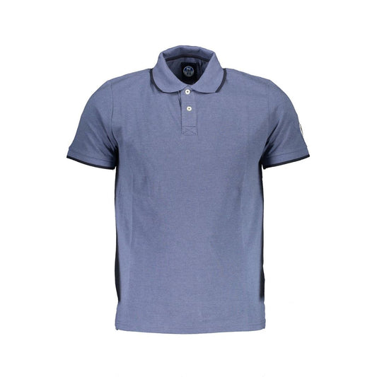 Blue Cotton Men Polo Shirt