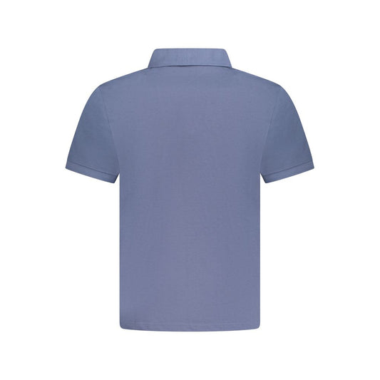 Blue Cotton Men Polo Shirt