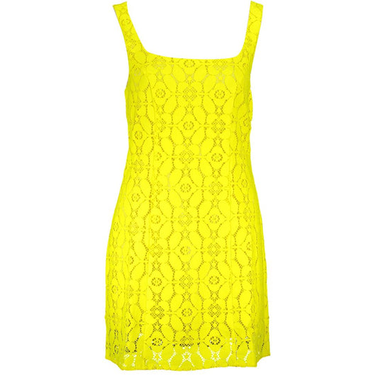 Yellow Polyester Women Sleeveless Dress
