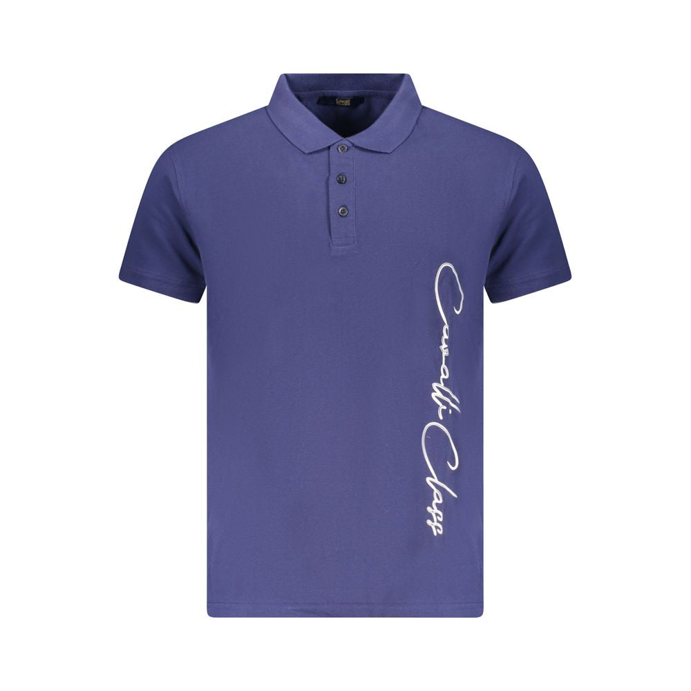 Blue Cotton Men Polo Shirt