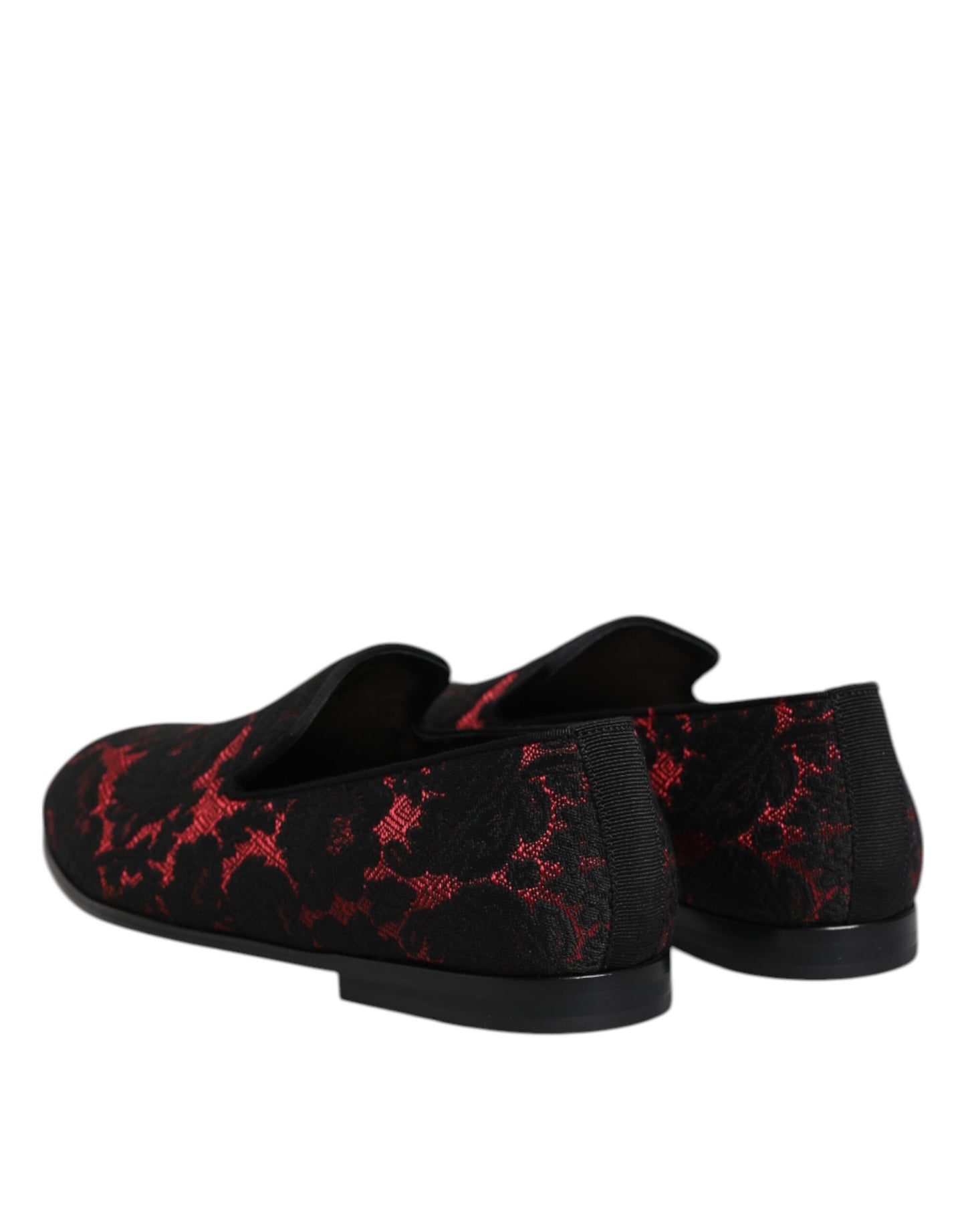 Red Black Jacquard Slip On Loafers Shoes