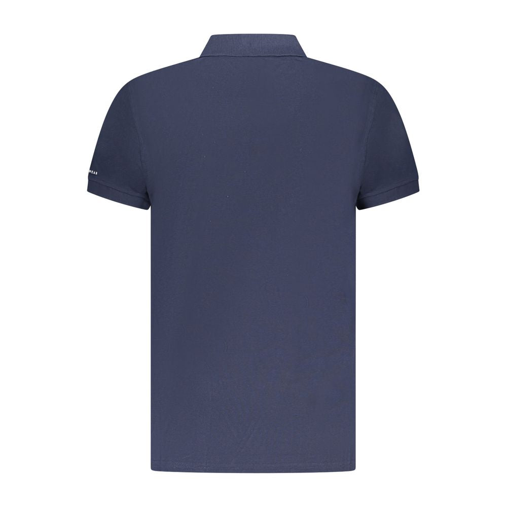 Blue Cotton Men Polo Shirt