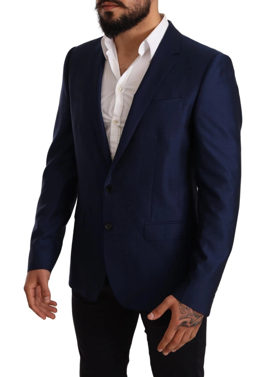 Blue MARTINI Wool Slim Fit Coat Blazer