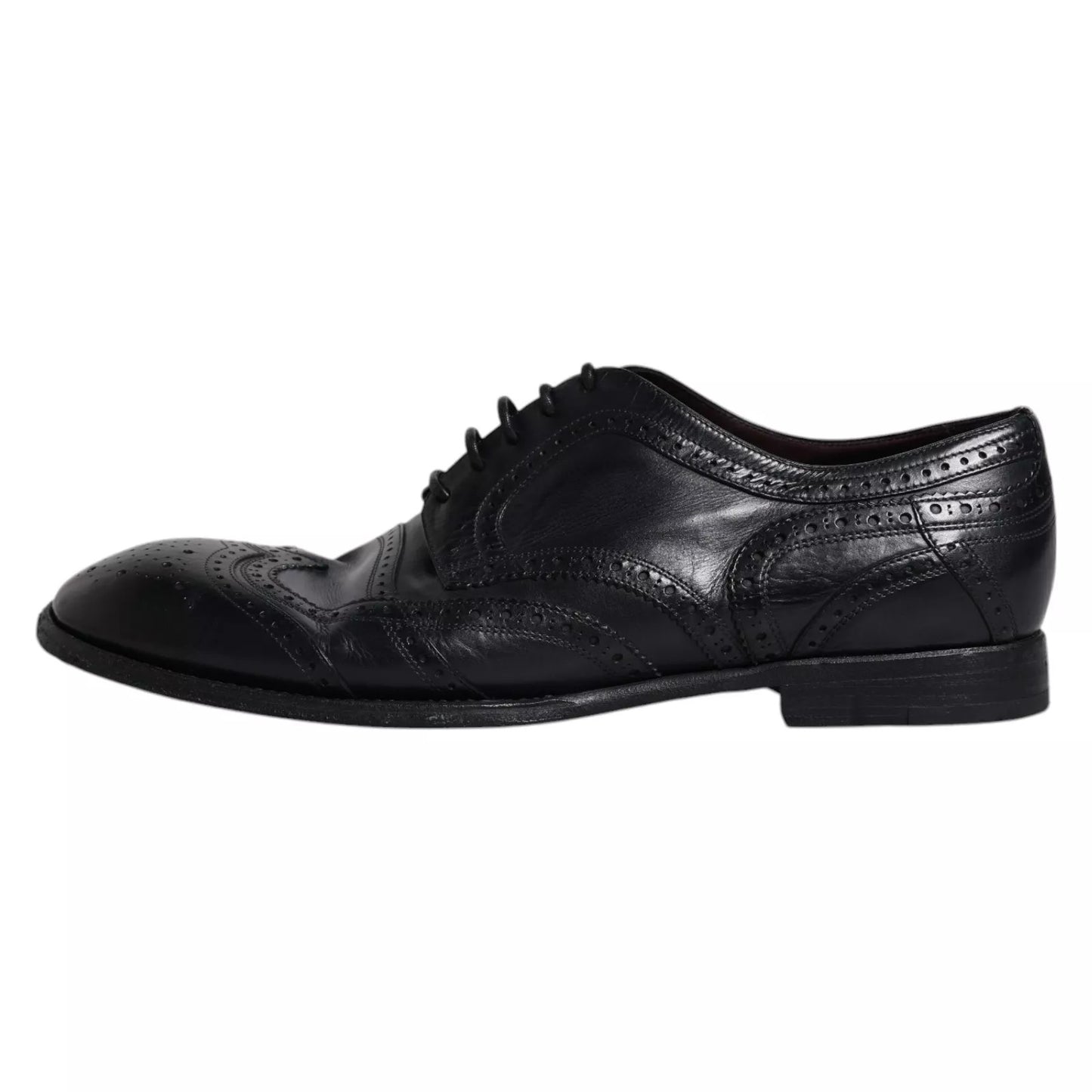 Dark Blue Leather Derby Wingtip Formal Shoes