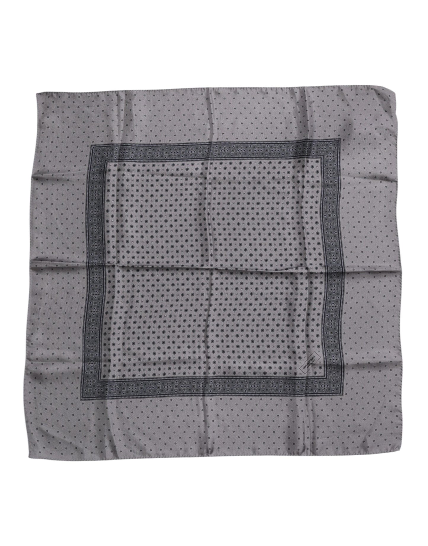 Gray Polka Dot Silk Square Men Foulard Scarf