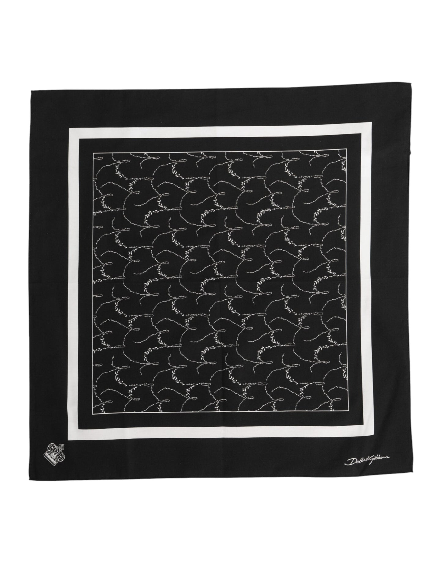 Black White Printed Square Foulard Scarf