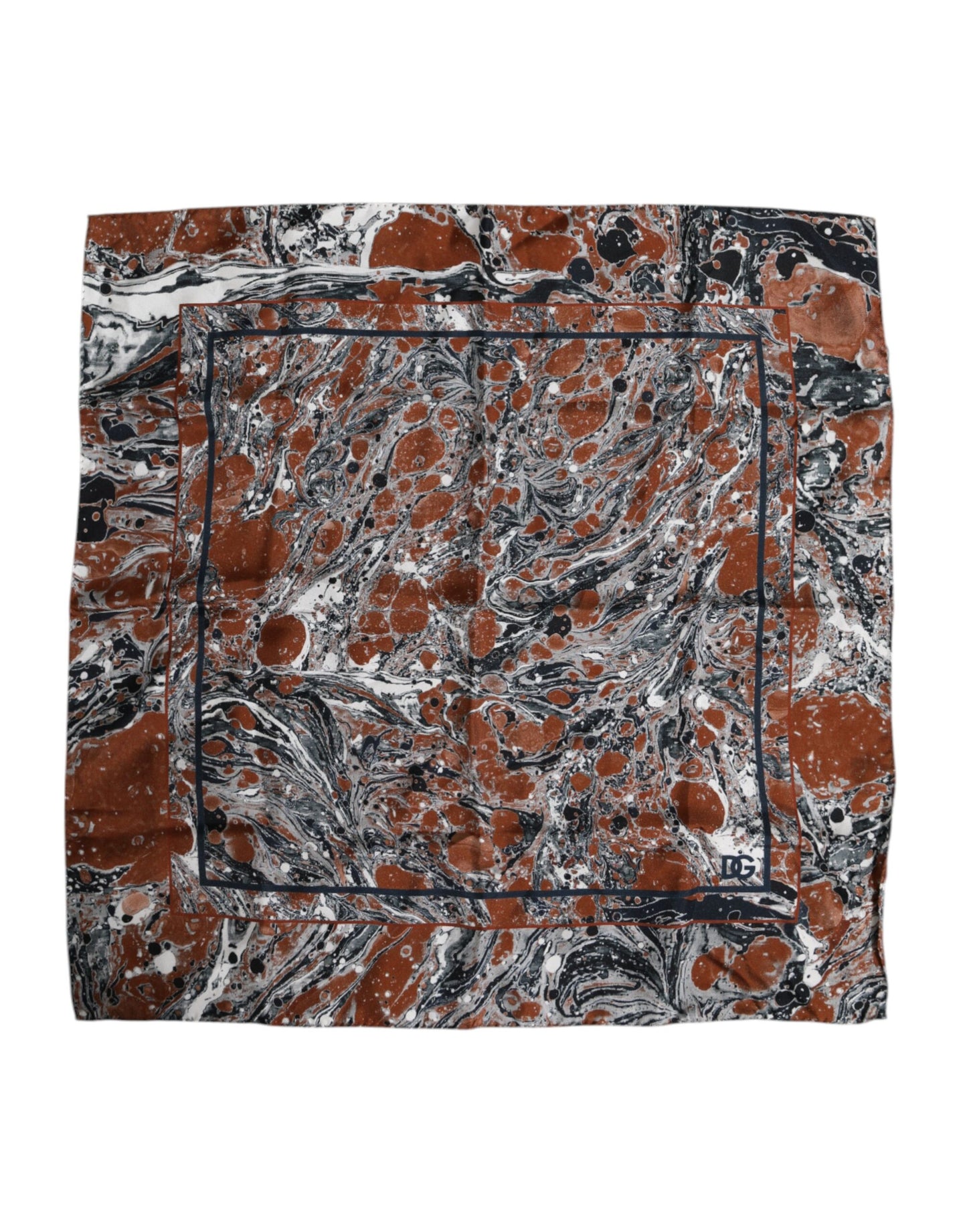 Multicolor Marble Silk Square Foulard Scarf