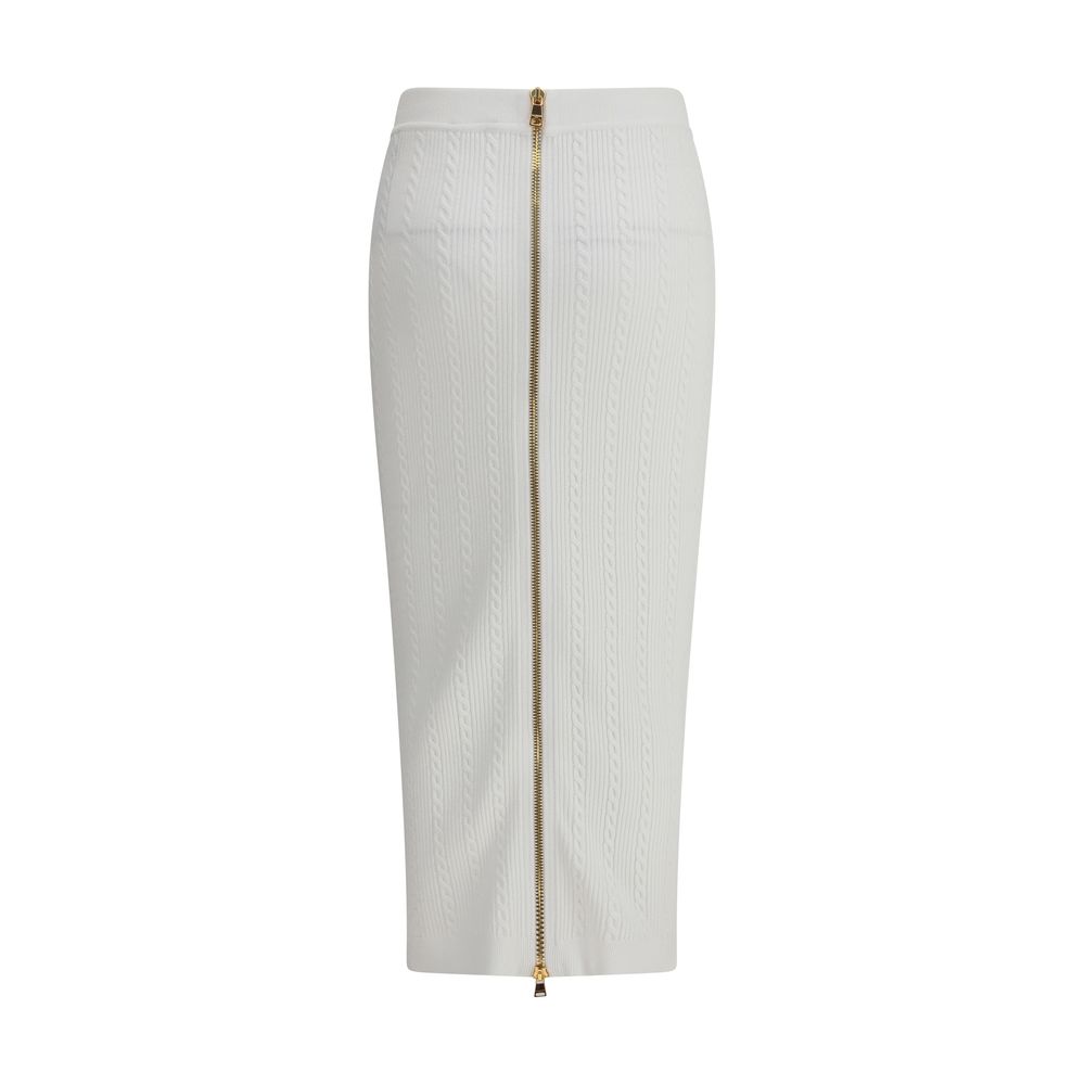 White Viscose Midi Skirt