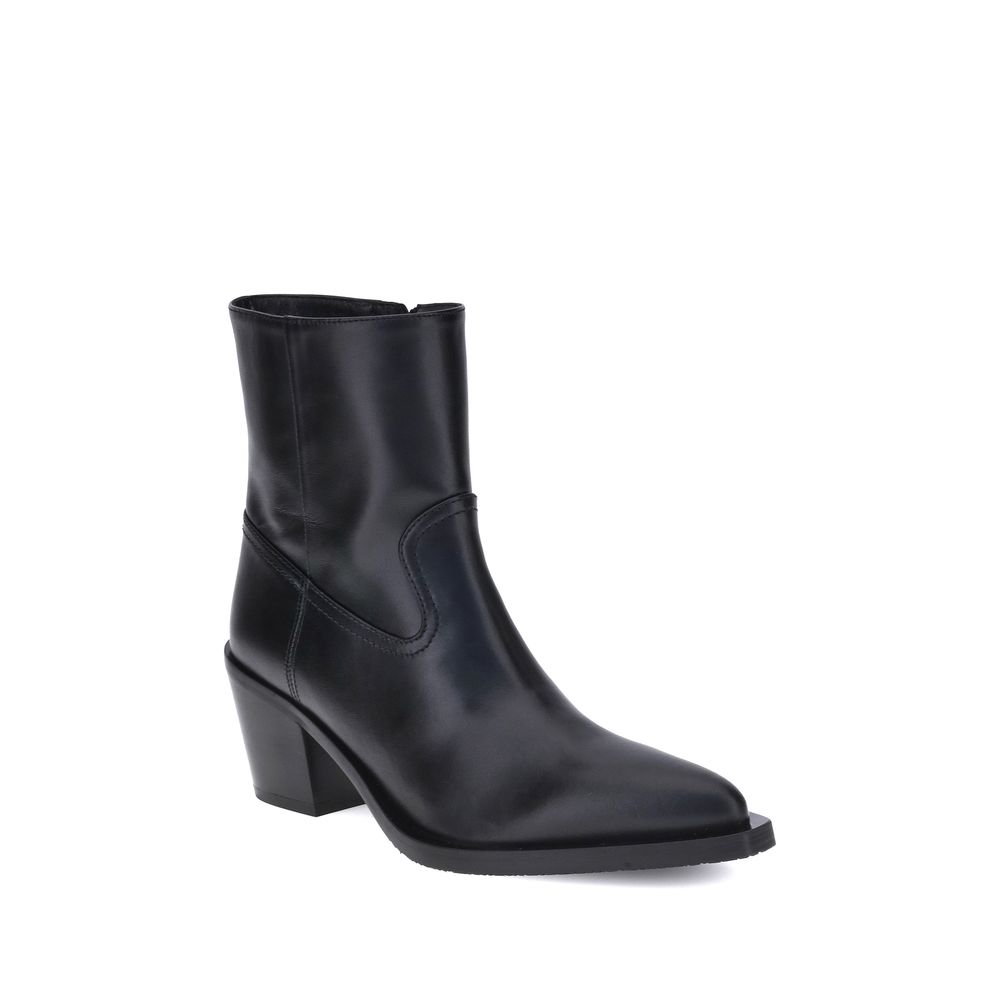 Black Calf Leather Bos Taurus Ankle Boots
