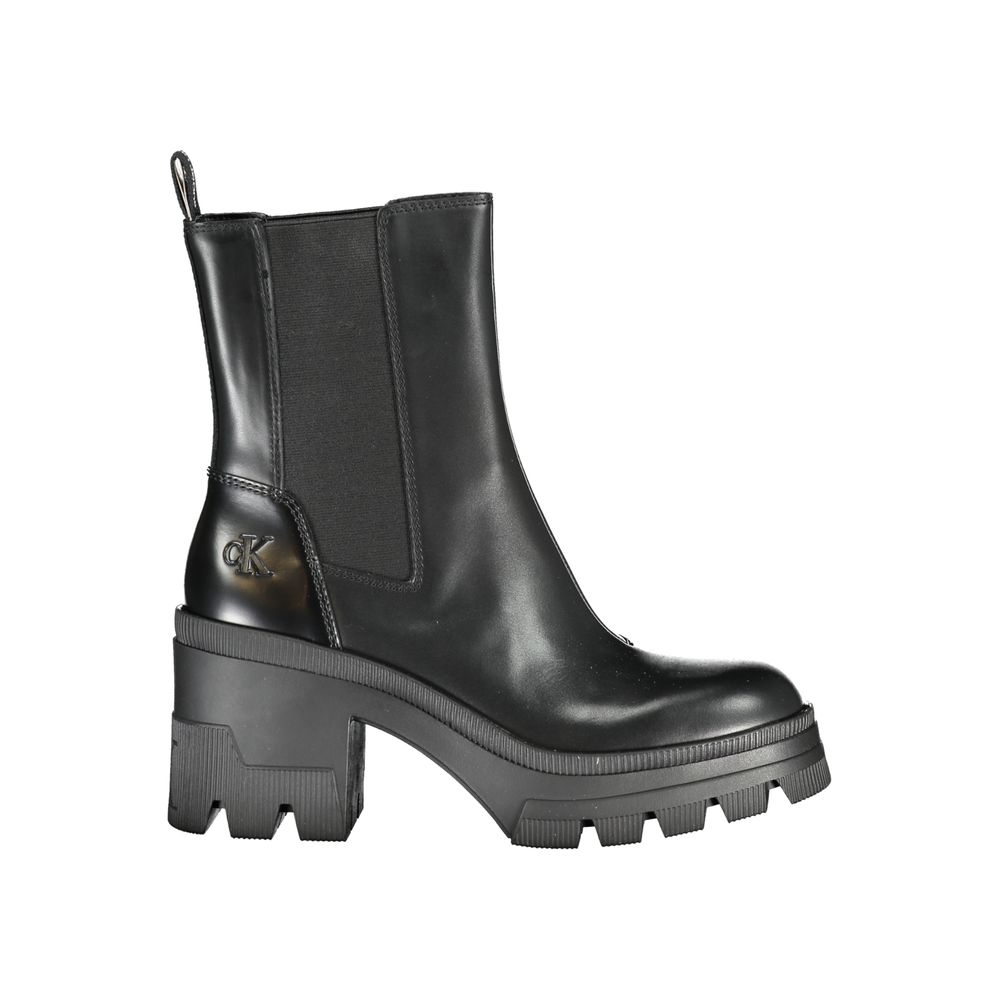 Black Leather Women Boot