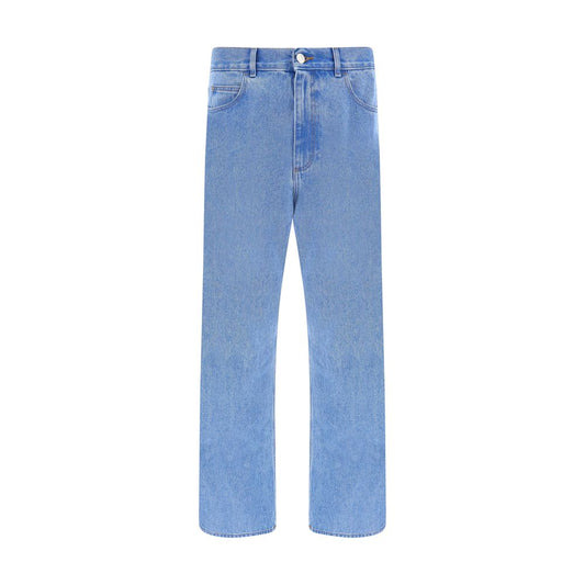Light Blue Cotton Straight-Leg Jeans