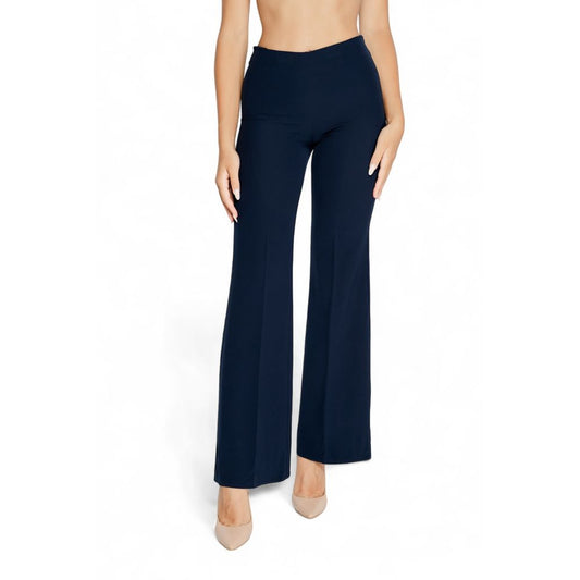 Blue Polyester Casual Pants