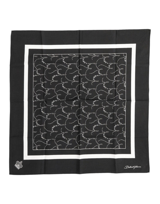 Black White Printed Square Foulard Scarf