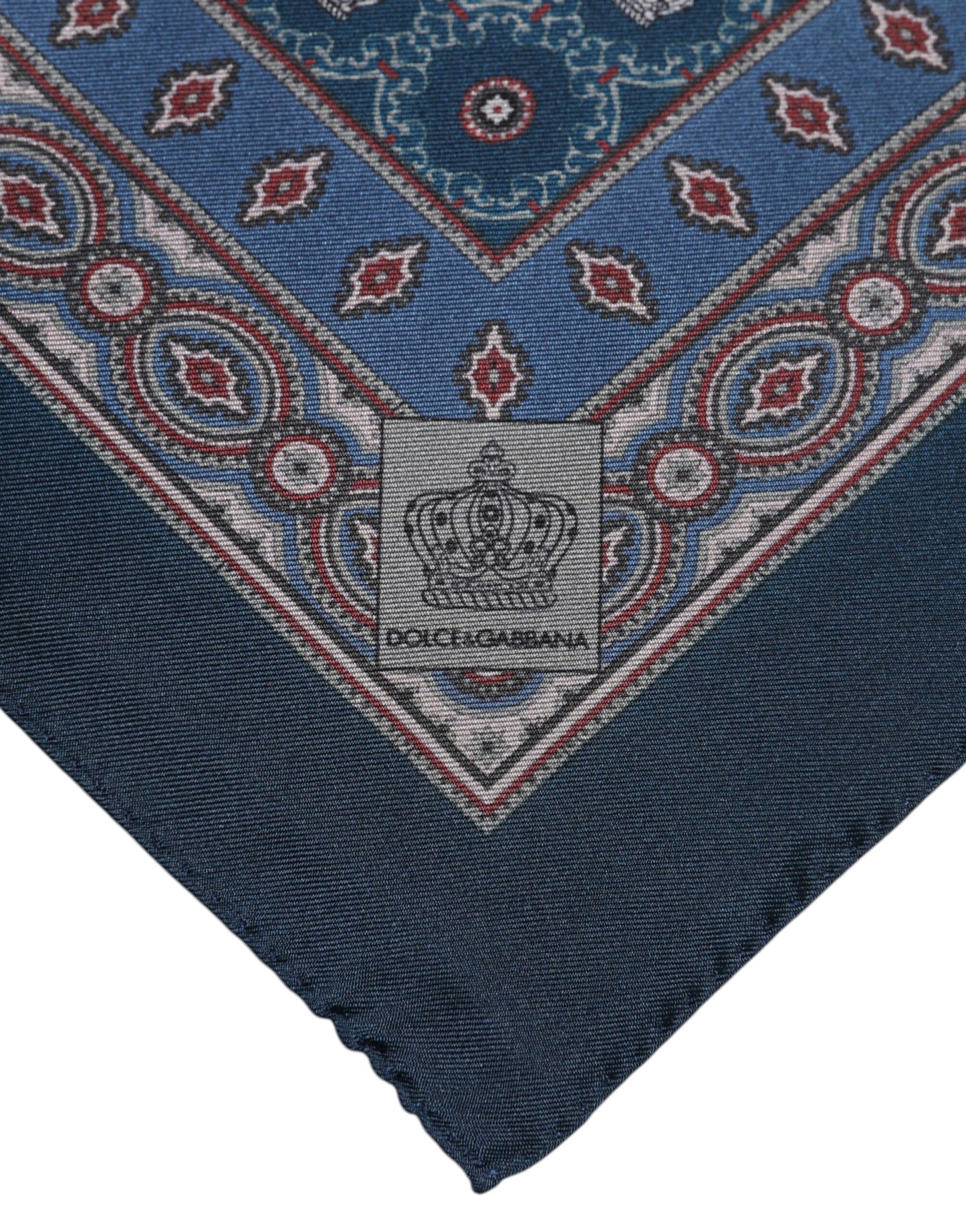 Blue Printed Silk Square Men Foulard Scarf