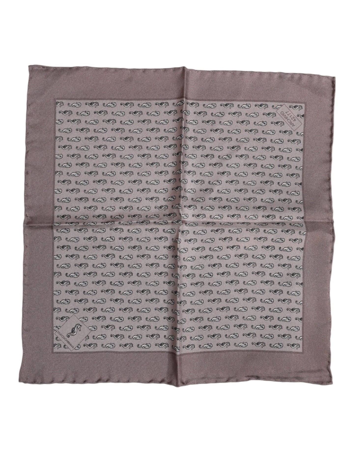 Brown Sea Horse Silk Square Foulard Scarf