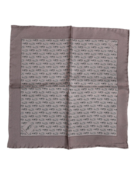Brown Sea Horse Silk Square Foulard Scarf
