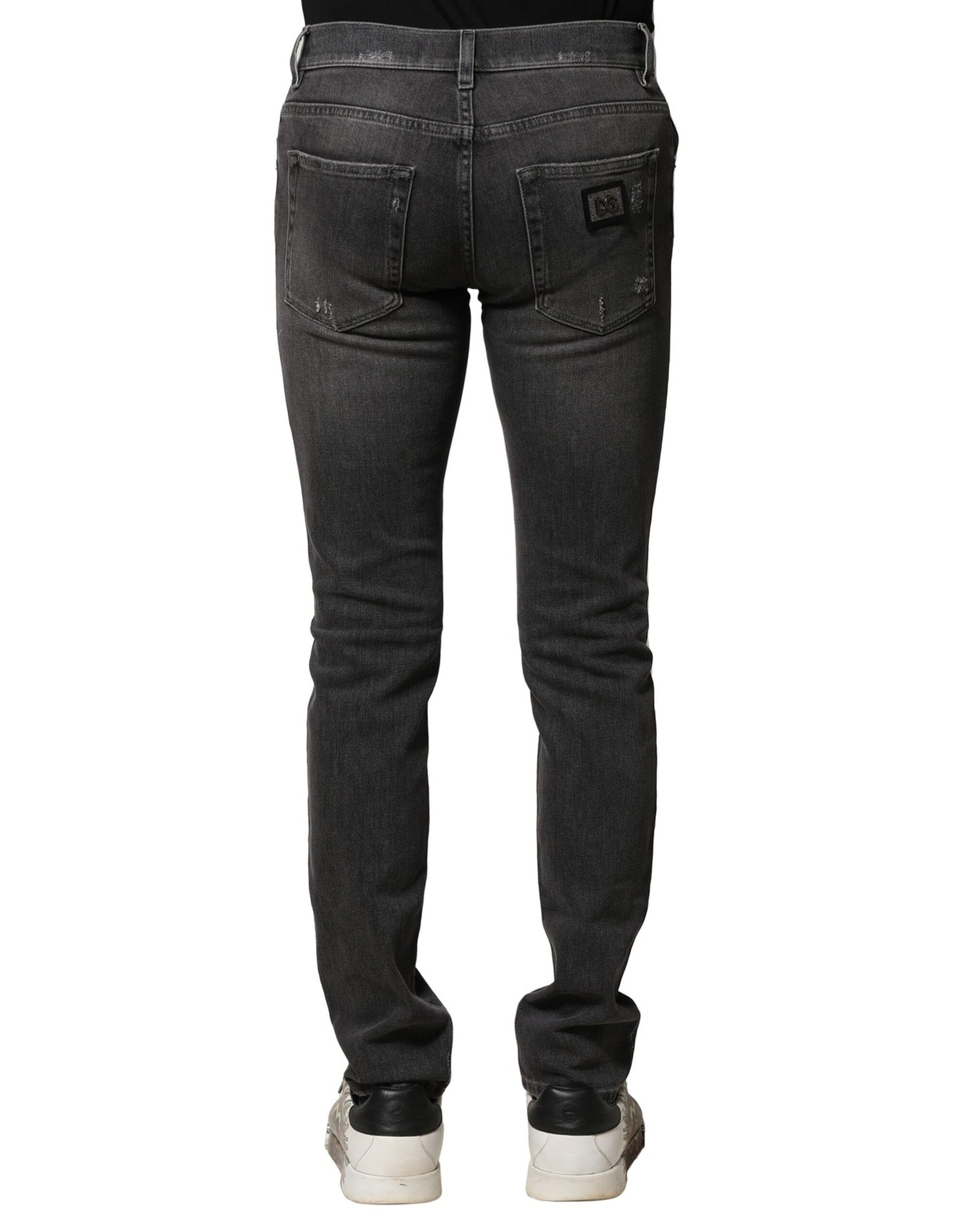 Black Washed Tattered Slim Fit Denim Jeans