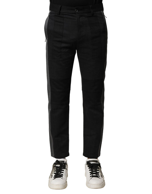 Black Gray Cotton Tapered Men Pants