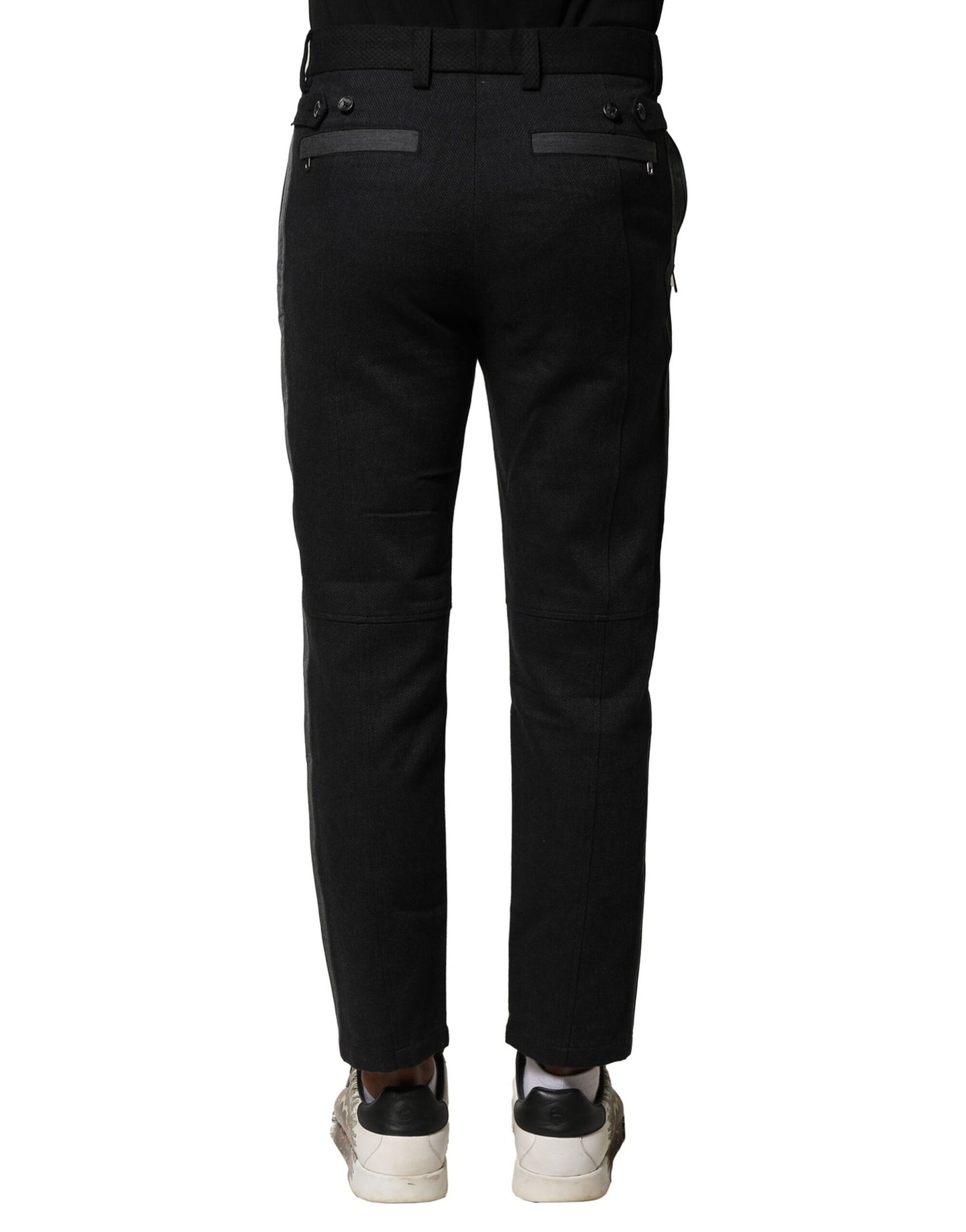 Black Gray Cotton Tapered Men Pants