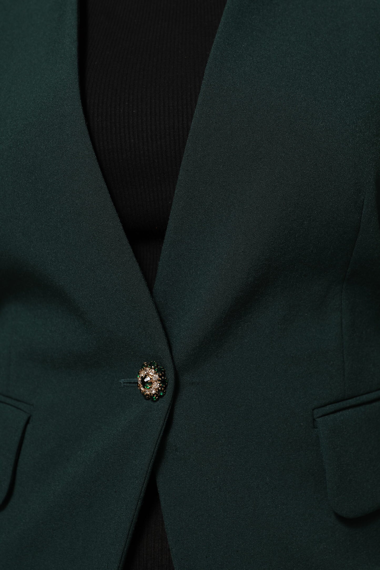 Green Single Breasted One Button Coat Jacket