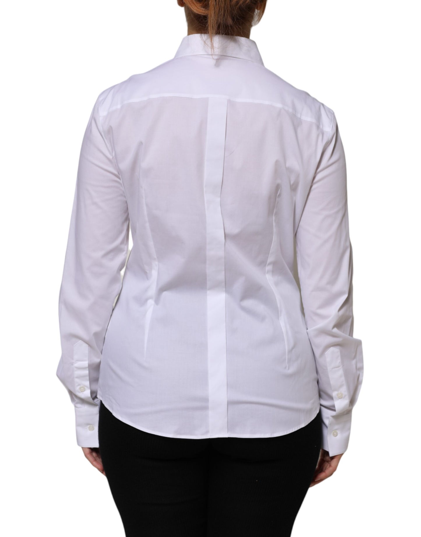 White Cotton Collared Long Sleeves Shirt Top