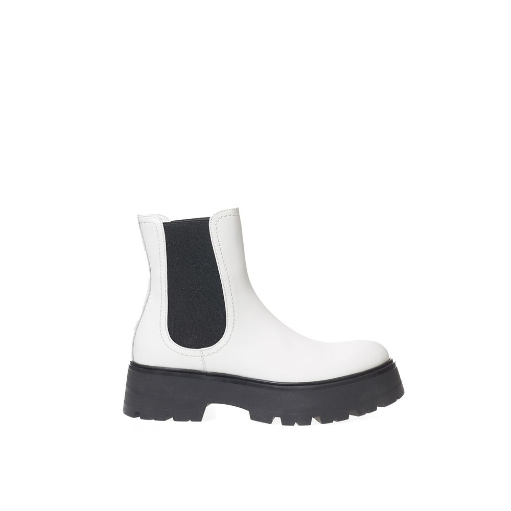 Black And White Leather Chelsea Boots