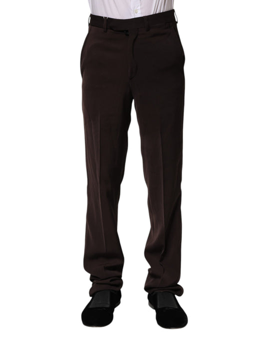 Dark Brown Mid Waist Dress Formal Pants