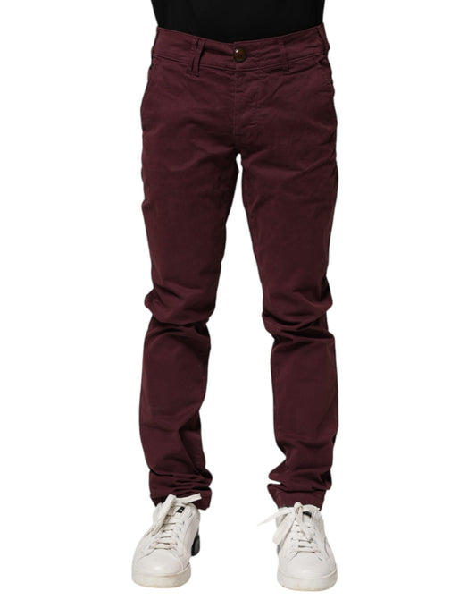 Maroon Cotton Stretch Skinny Fit Men Denim Jeans