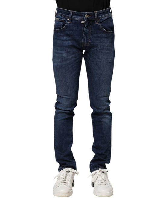 Dark Blue Cotton Skinny Denim Jeans