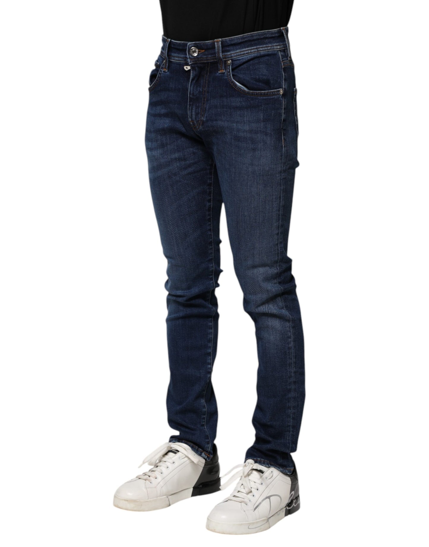 Dark Blue Cotton Skinny Denim Jeans