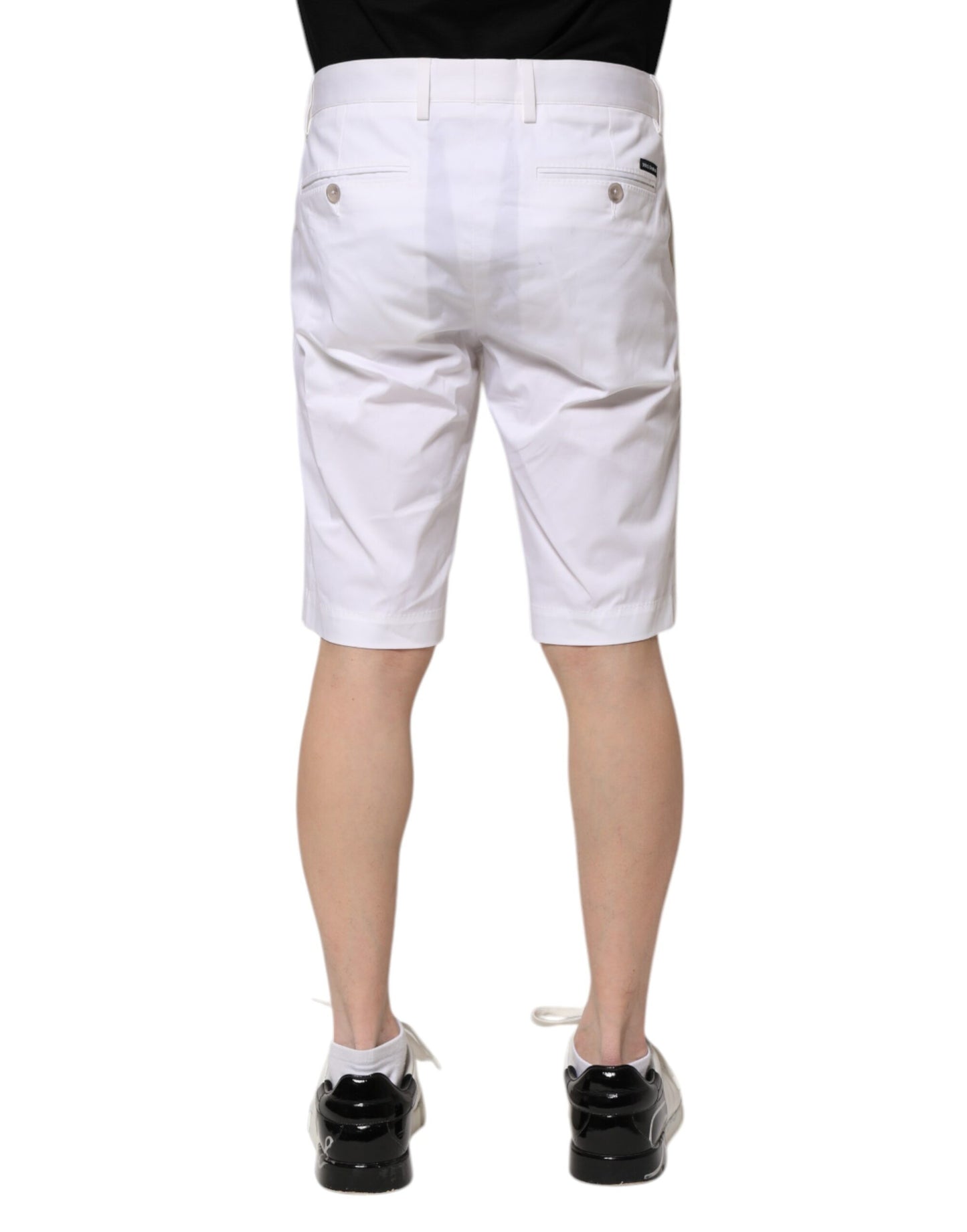 White Cotton Stretch Men Denim Bermuda Shorts