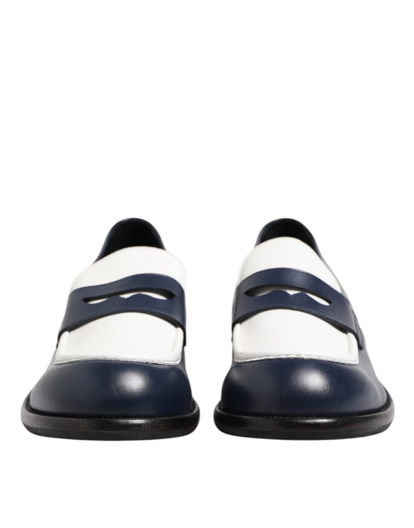 Black White Leather Slip On Loafers Men Dress Shoes